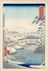 Ribera en Sukiya en Edo (Tōto Sukiya-gashi), de la serie Treinta y seis vistas del monte Fuji