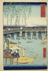 Puente Ryogoku en la capital oriental (Toto Ryogoku), de la serie "Treinta y seis vistas del monte Fuji (Fuji sanjurokkei)"
