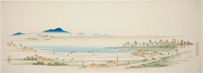 Playa de sal en Gyotoku (Gyotoku shiohama no zu), de una serie sin título de vistas famosas de los suburbios de Edo