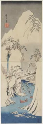 Escena nevada junto al río Fuji, c. 1842
