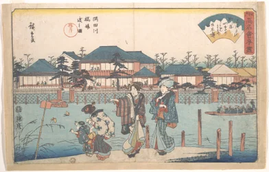 Sumidagawa, cruce en ferry en Hashiba (Yanagiya)