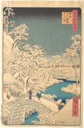 Puente Taiko, Meguro, en una tarde nevada