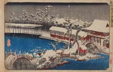 Santuario Tenmangū en Kameido bajo la nieve, de la serie «Lugares famosos de la capital oriental»