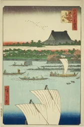 Teppozu y el templo Tsukiji Honganji (Teppozu Tsukiji Monzeki), de la serie "Suplemento a las cien vistas famosas de Edo (Edo hyakkei yokyo)"