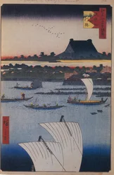 Teppozu y Templo Tsukiji Monzeki Cien Vistas Famosas de Edo, 1856-1858