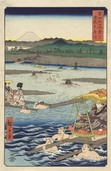 El río Ōi entre las provincias de Suruga y Tōtōmi