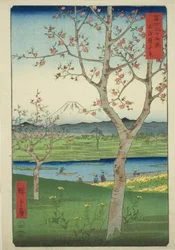 Los alrededores de Koshigaya en la provincia de Musashi, de la serie "Treinta y seis vistas del monte Fuji"
