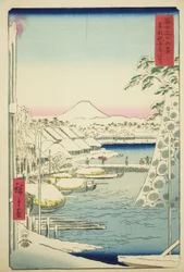 La ribera en Sukiya en la capital oriental (Toto Sukiyagashi), de la serie "Treinta y seis vistas del monte Fuji (Fuji sanjurokkei)"
