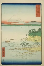 El mar en Miura en la provincia de Sagami, de la serie "Treinta y seis vistas del monte Fuji (Fuji sanjurokkei)"