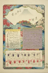 Página de título de la serie "Treinta y seis vistas del Monte Fuji (Meisho sanjurokkei)"