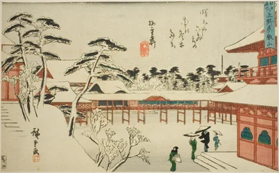 Templo Toeizan en Ueno, de la serie "Lugares famosos en Edo (Edo meisho)"