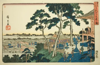 Vista desde la cima de la colina Matsuchi (Matsuchiyama ue miharashi no zu), de la serie "Lugares famosos en la capital oriental (Toto meisho)"