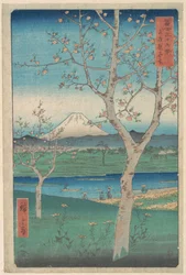 Vista del monte Fuji desde Koshigaya, en la provincia de Musashi (Musashi, Koshigaya Zai), de la serie Treinta y seis vistas del monte Fuji (Fugaku sanjūrokkei)