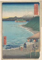 Vista del monte Fuji desde la playa de Siete-ri, provincia de Sagami (Sōshū: Shichi-ri ga hama), de la serie Treinta y seis vistas del monte Fuji (Fugaku sanjūrokkei)