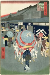 Vista de Nihonbashi Tori-itchome, placa 44 de Cien vistas de Edo