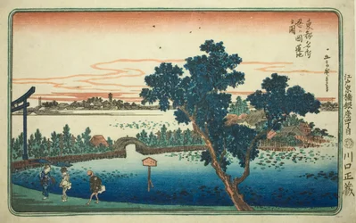 Vista del Estanque de Lotos en Shinobugaoka, de la serie "Vistas Famosas de la Capital del Este"