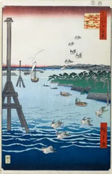 Vista de la Costa de Shiba Cien Vistas Famosas de Edo