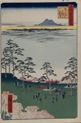 Vista hacia el norte desde Asukayama, Cien vistas famosas de Edo, 1856-1858
