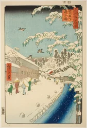 Calle Yabu al pie de la Colina Atago (Atagoshita yabukoji), de la serie "Cien Vistas Famosas de Edo (Meisho Edo hyakkei)"