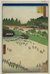 Yastukoji, Interior de la Puerta Sujikai (Sujikai-uchi Yatsukoji), de la serie "Cien vistas famosas de Edo (Meisho Edo hyakkei)"