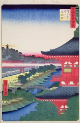 Pagoda Zojoji y Akabane de Cien Vistas Famosas de Edo, 1857