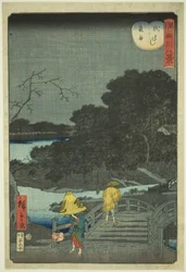 Lluvia Nocturna en el Puente Makura (Makurabashi yau), de la serie "Ocho Vistas del Río Sumida (Sumidagawa hakkei)"