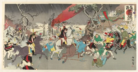 Gran Victoria del Imperio Japonés en la Feroz Batalla de Pyongyang Heijô besó teikoku daishôri