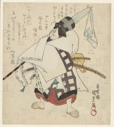 hombre, con, un, envuelto, sombrilla, sobre, el suyo, hombro