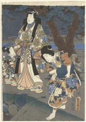 Recolección de conchas en la playa de Akashi. Akashi no ura shiogari no zu