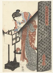 mujer, por, lámpara Citas nocturnas secretas de Moonlight (título de la serie) Tsuki no kage shinobiau yoru (título de la serie en el objeto)
