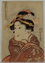 El actor Iwai Hanshiro V como Yaoya Oshici de la serie "Famosas actuaciones exitosas", c.1815