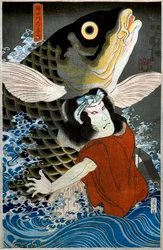 Bandō Hikosaburō IV como Yokichi del río Kanda