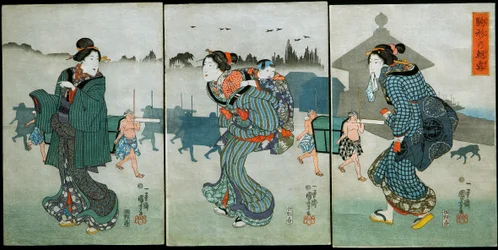 Niebla Matutina en Komagata (Komagata no asagiri): Diversiones de las Cuatro Estaciones (Shiki yūkan), c.1846