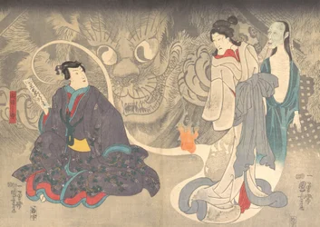 Escena de una historia de fantasmas: El demonio gato de Okazaki, ca. 1850