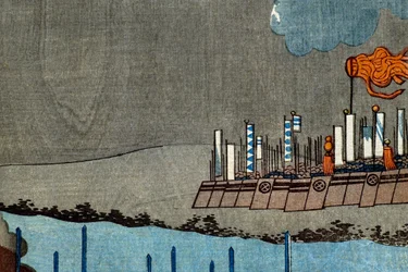 Takeda Shingen Aplasta las Fuerzas de Suwa Yorishige (Takeda Shingen Suwa Yorishige no jinchū o uchi-kuzusu zu), c.1850-51