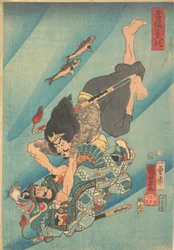 Tanmeijirō Genshōgo luchando bajo el agua