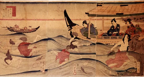 La pesca de abalones. Grabados de Utagawa Kuniyoshi (c.1797-1861)