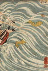 Los fantasmas Taira atacando el barco de Yoshitsune