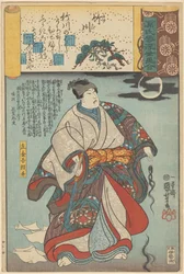 Ukiyo e paralelos a los capítulos nublados del Genji (título de la serie en el objeto)
