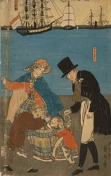 Holandeses paseando un domingo en Yokohama, 1871
