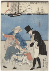 Holandeses en un día libre en Yokohama Yokohama kyujitsu Oranda-jin yuko (título de la serie)