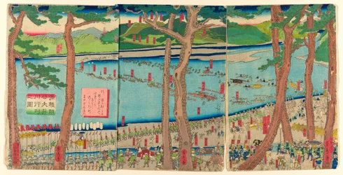 Procesión de Minamoto no Yoritomo a través del río Oi (Minamoto Yoritomo ko Oikawa gyoretsu zu)