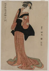 Iwai Kiyotaro Edoya como Okaru de la serie Imágenes de actores en escena, 1794