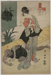 El sexto mes de la serie Los Doce Meses Felices en Edo Brocados, c. finales de 1790s