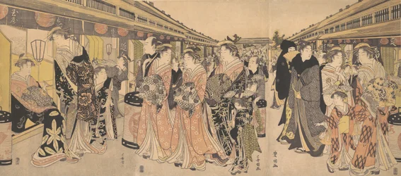 Cortesanas paseando en el Nakanocho en Yoshiwara