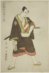 Tachibanaya: Ichikawa Yaozo III como Shimobe Hatsuhei, de la serie "Retratos de actores en el escenario (Yakusha butai no sugata-e)"