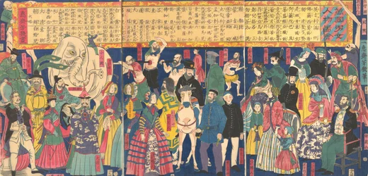 Imagen de hombres y mujeres de todas las naciones Bankoku danjo jinbutsu zue, 4º mes, 1861