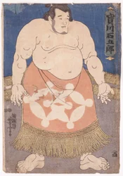 ¿La Suma? El luchador Takaragawa Ishigor? (xilografía en color)