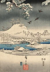 Grabado Ukiyo-e del Cuento de Genji por Kunisada y Hiroshige