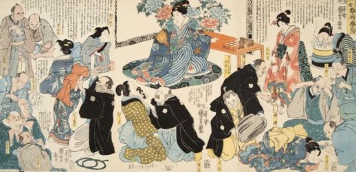 Escena de Genji monogatari (Cuento de Genji) de Murasaki Shibuku